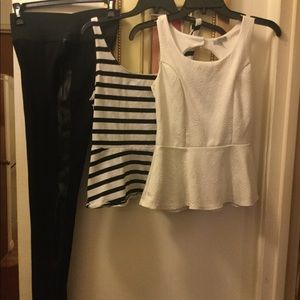 BUNDLE 1 RONSON BLK LEGGINGS W/2 BLK & WT BLOUSES
